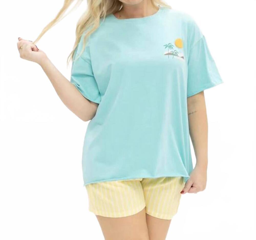 NEW SOUTHERN GRACE chasing sunshine graphic tee in turquoise